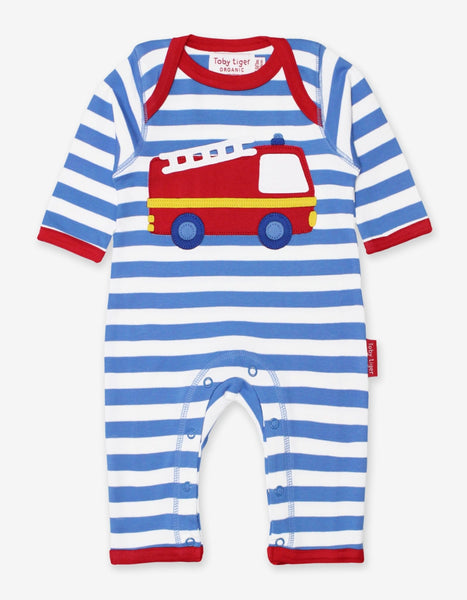 Toby Tiger Organic Fire Engine Applique Sleepsuit