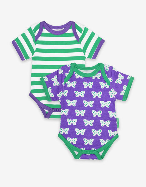 Toby Tiger Pack of 2 Organic Body Onsie with Butterfly Print
