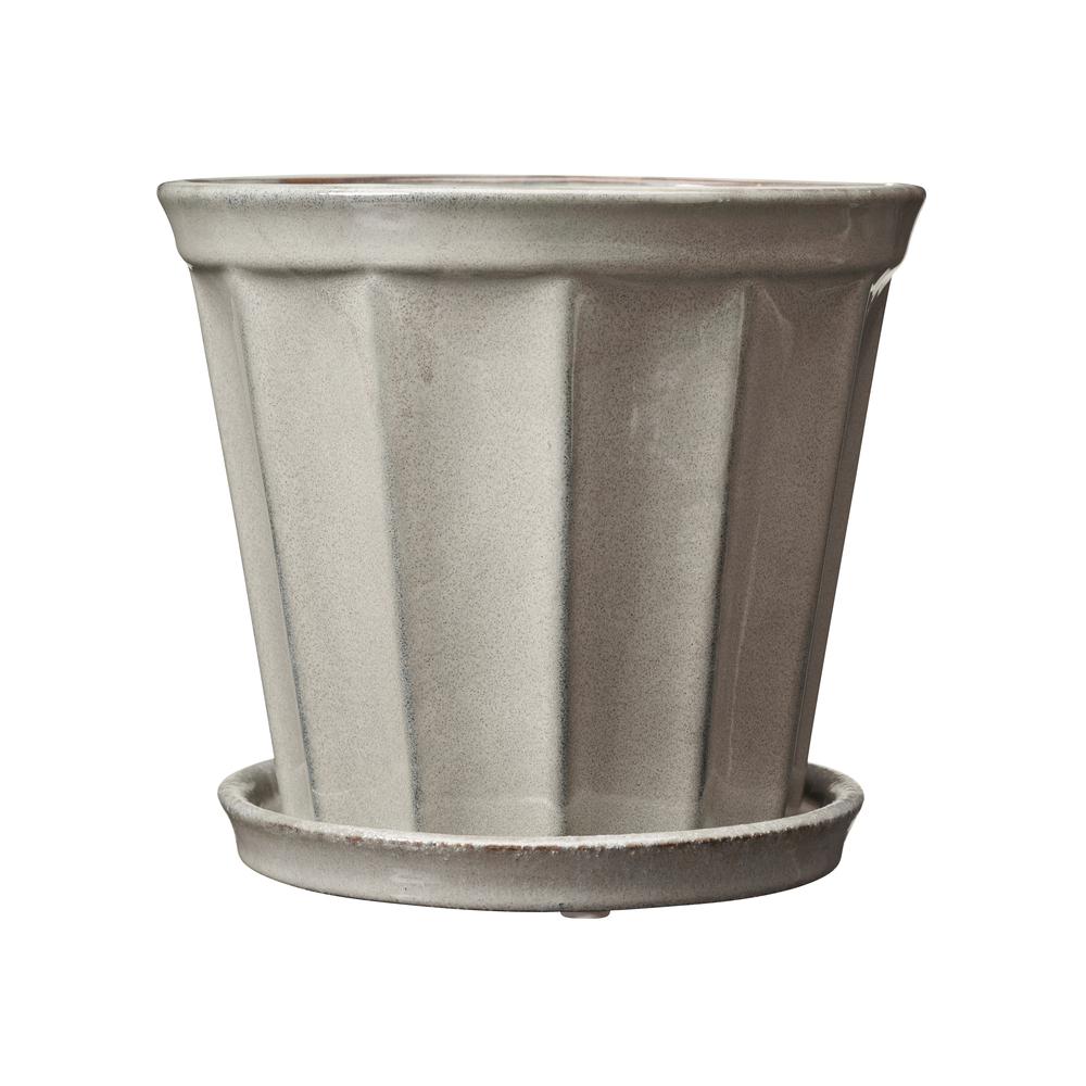 Grey Fluted Stoneware Plant Pot - Large