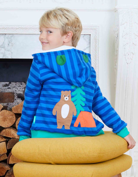 Toby Tiger Organic Camping Bear Applique Hoodie