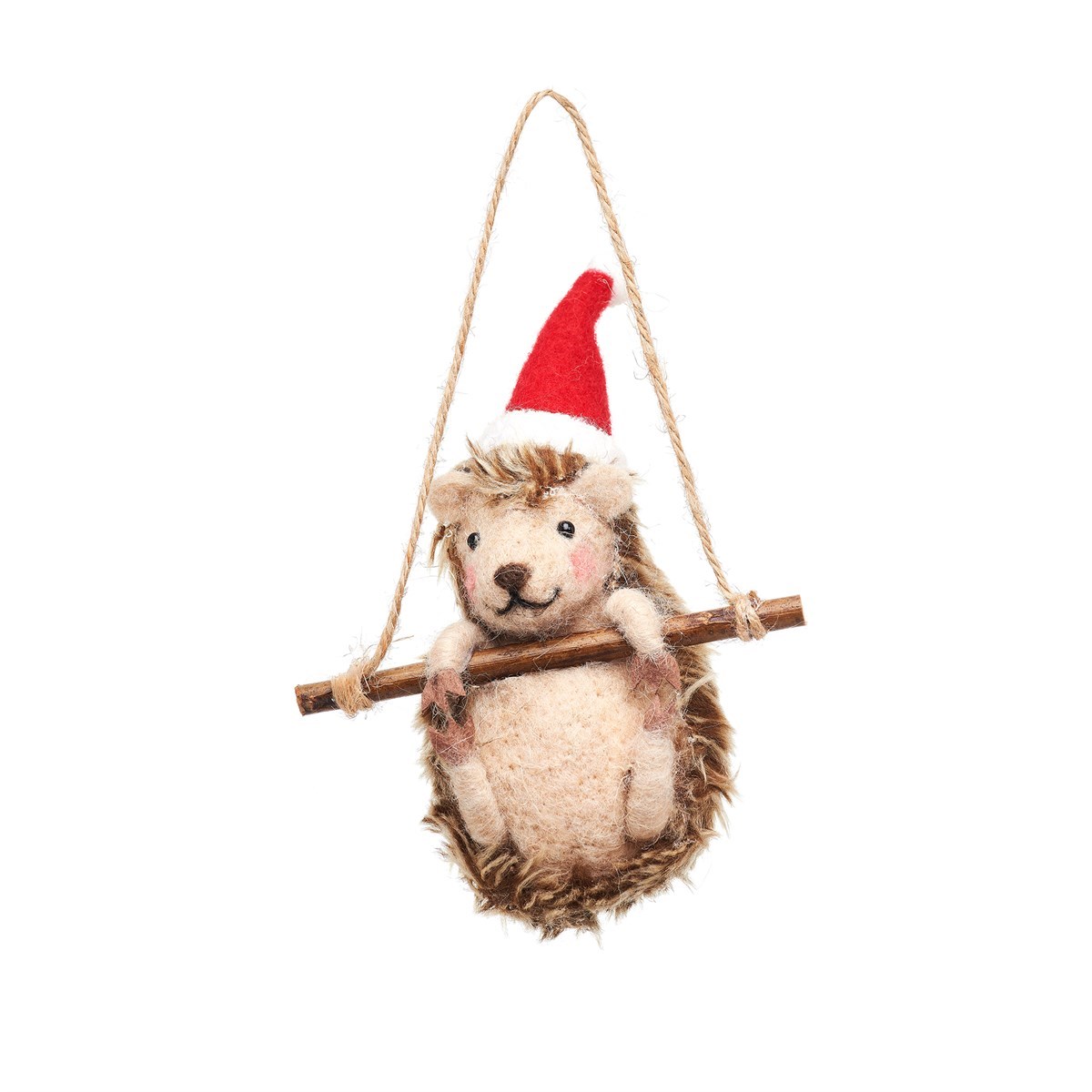 Sass & Belle  Hedgehog on a Swing Felt Decoration