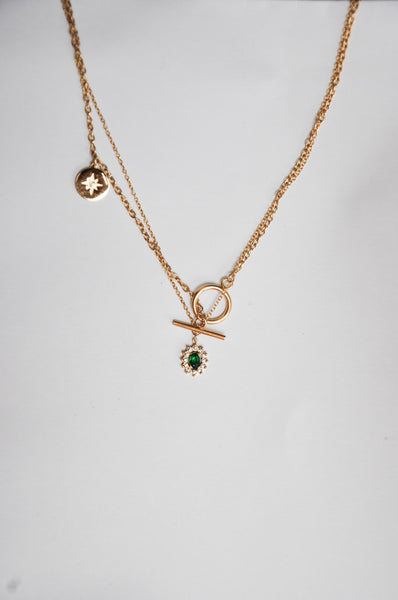 bon bon fistral Double Layered Gold Chain And Charm Necklace