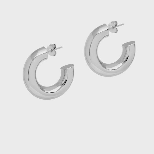 The Hoop Station Chunky Shiny Large Hoops - Silver