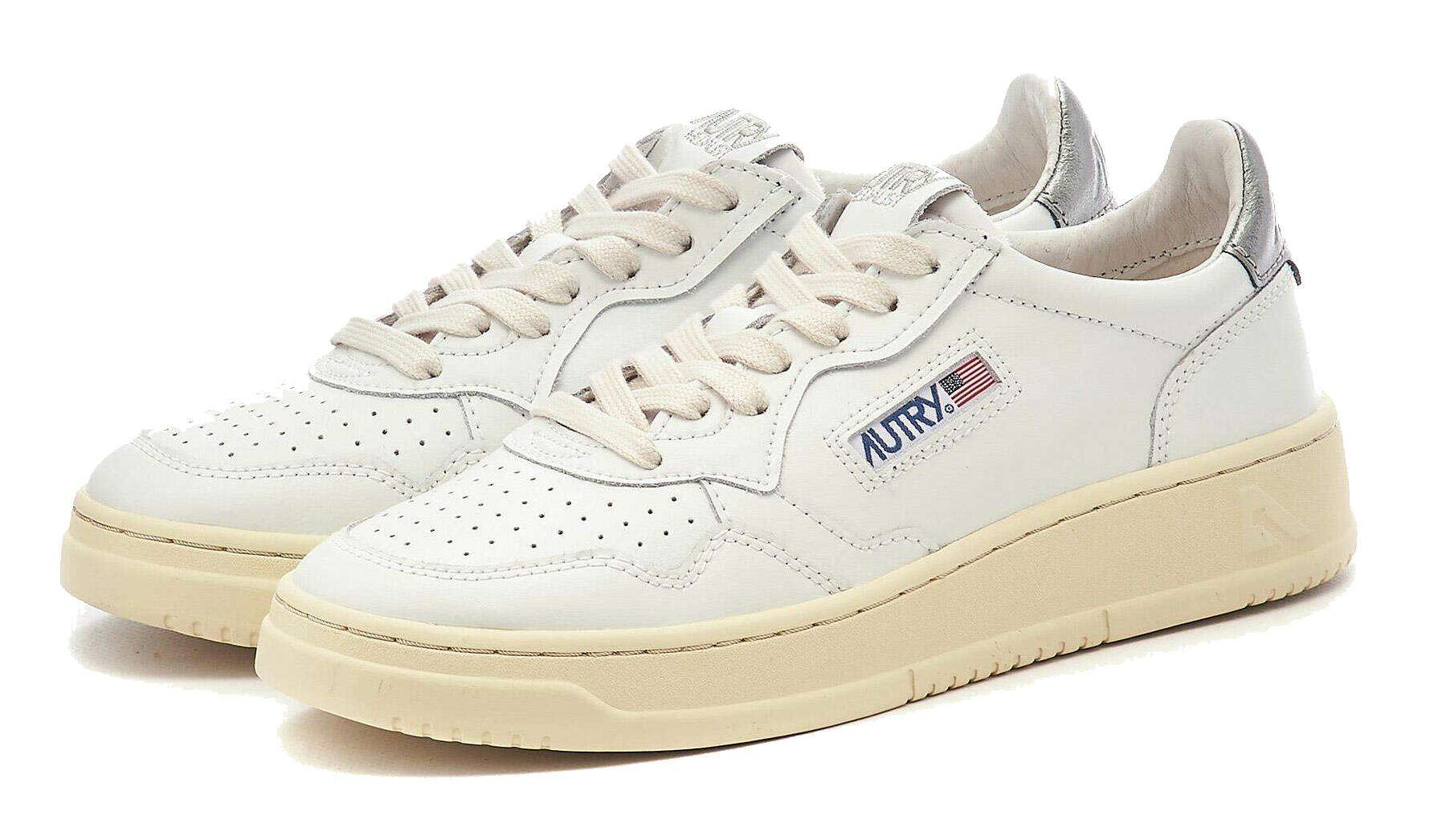 Autry Autry 01 Low Leather Sneaker White & Silver
