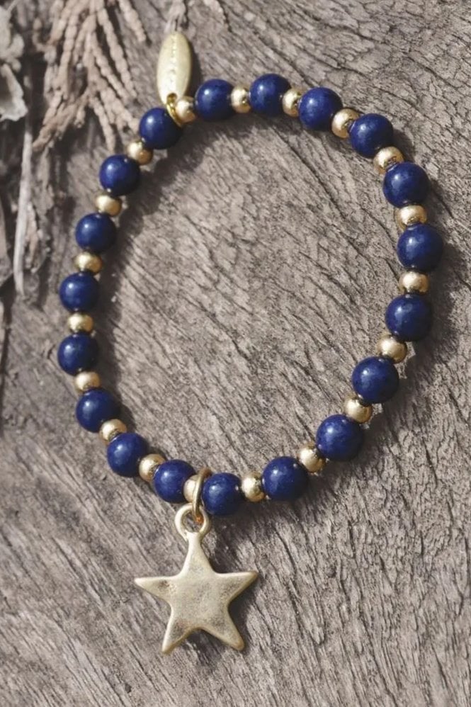 Hot Tomato Starry One Bracelet In Gold And Lapis