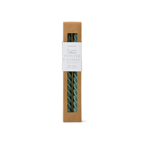 Paddywax Twisted Taper Candles - Evergreen