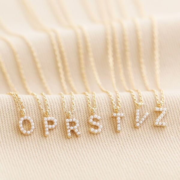 Lisa Angel - Tiny Pearl Initial Necklace - Gold - Z