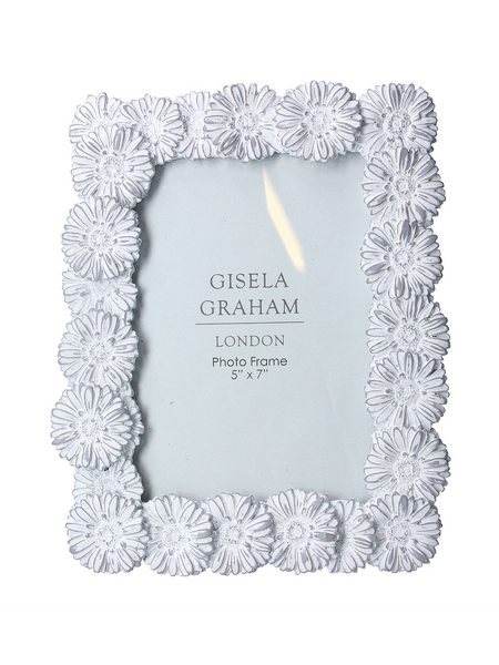 Gisela Graham Grey Wash Daisy Resin Picture Frame 5x7”