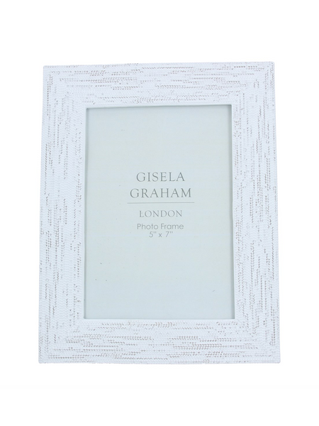 Gisela Graham White Washed Beaded Frame 5x7”