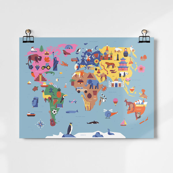 Roomy Town Map Of The World Print