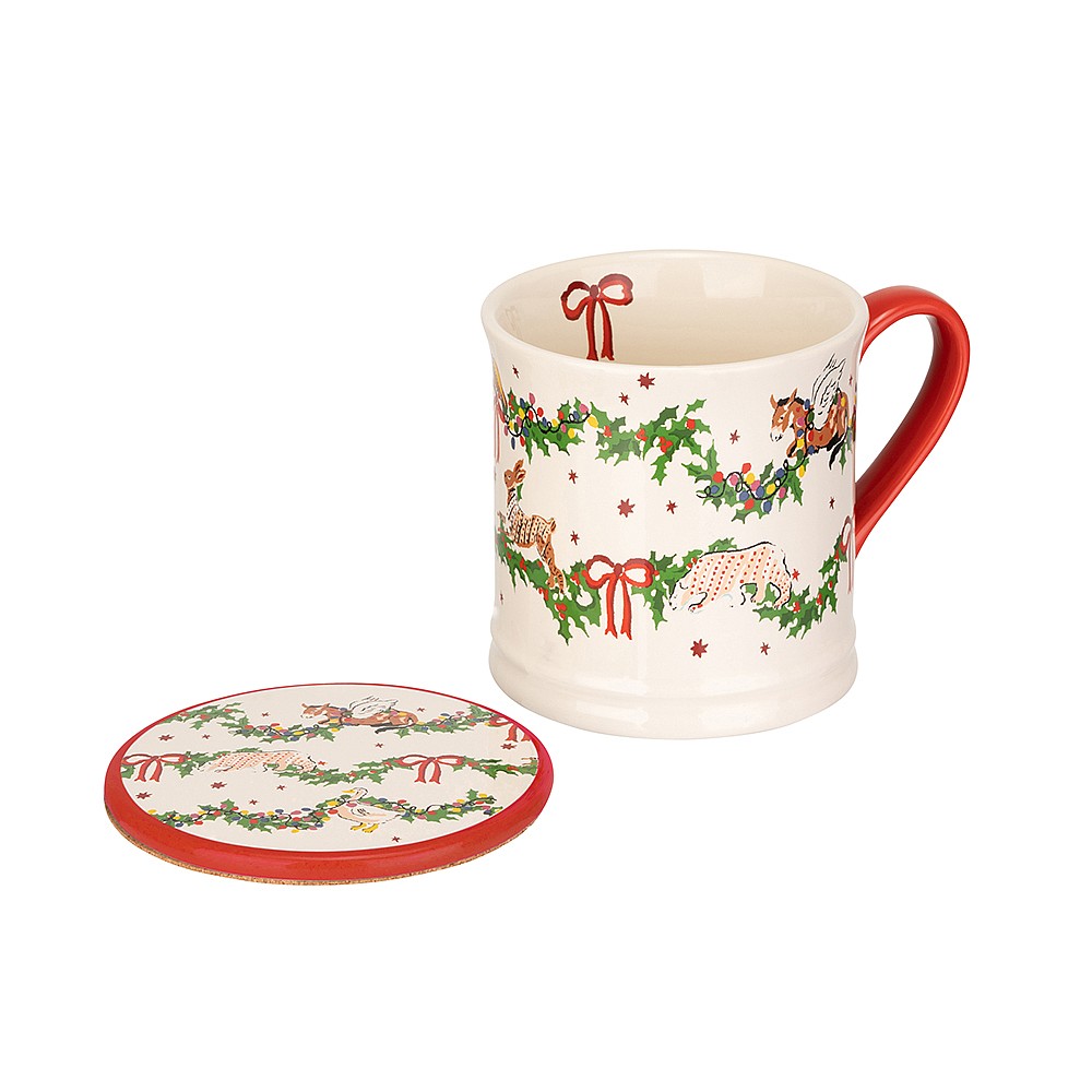 Cath Kidston Christmas Mug and Coaster Set