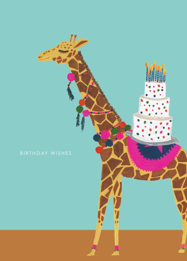 Hutch Cassidy Giraffe Pom Pom Birthday Card