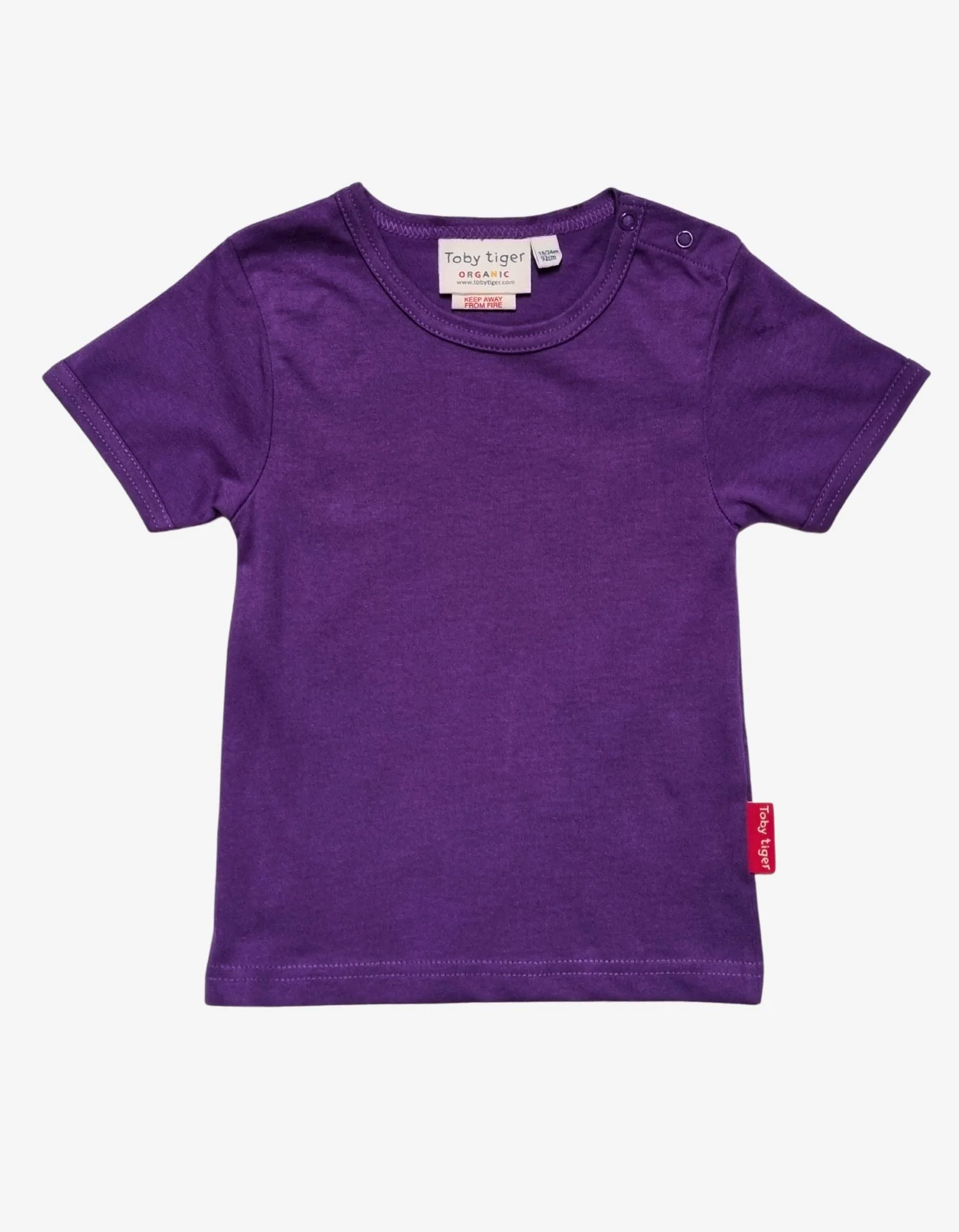 Toby Tiger Organic Purple Basic Short Sleeved T Shirt