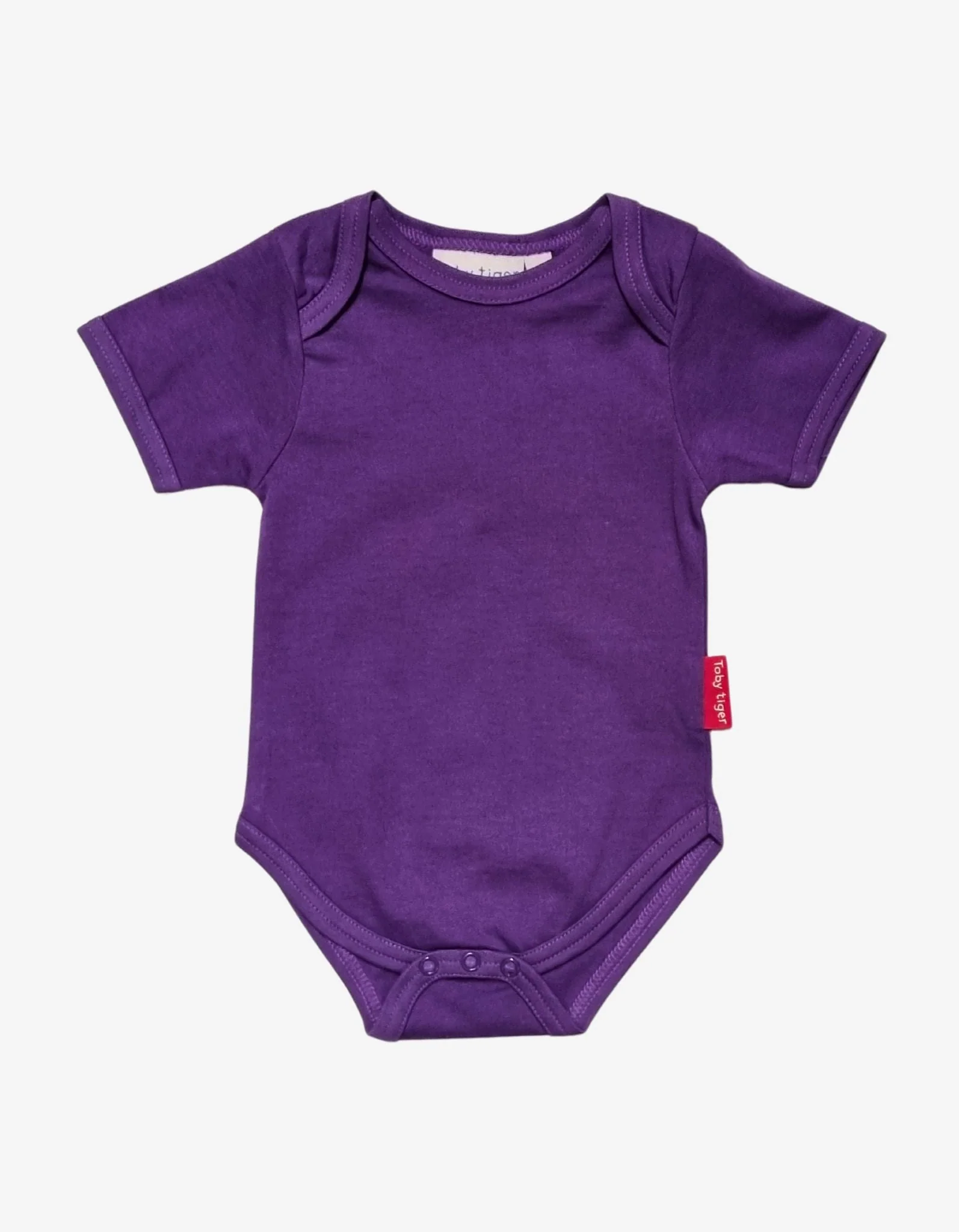Toby Tiger Organic Purple Basic Short Sleeved Baby Body