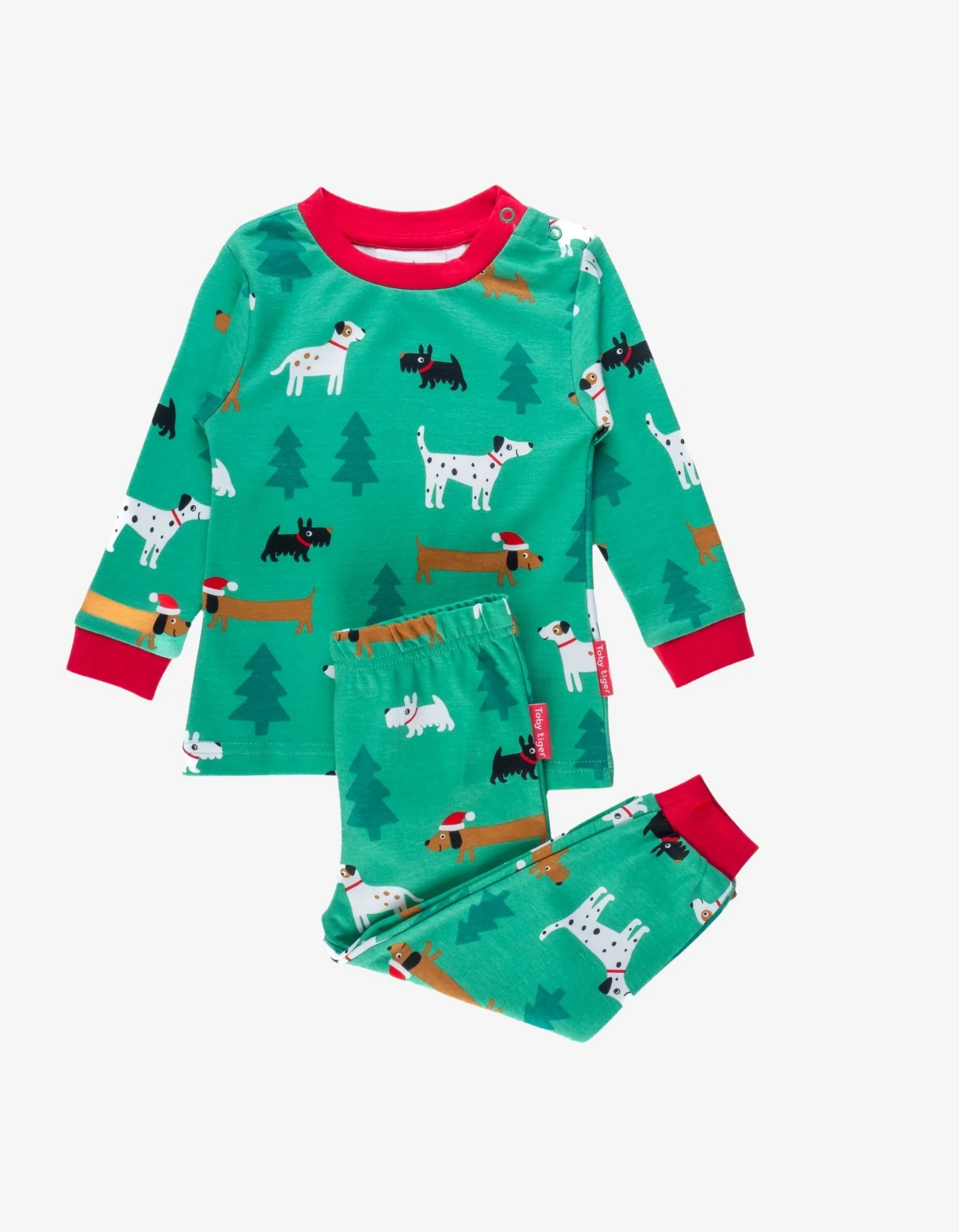 Toby Tiger Organic Christmas Dog Print Pyjamas