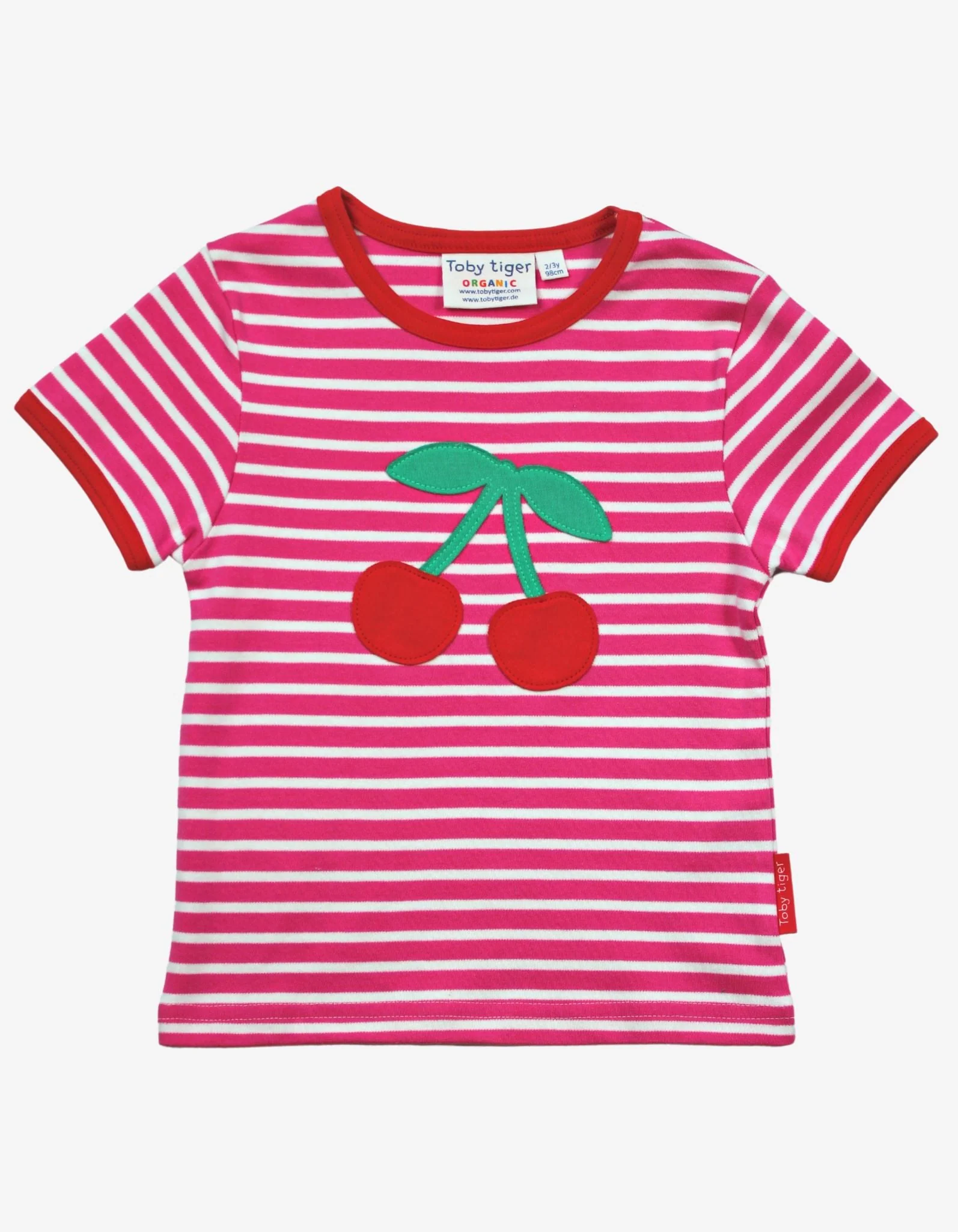 Toby Tiger Organic Cherry Applique T Shirt