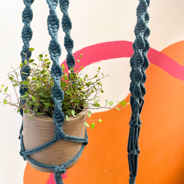 Gather by Jules Peacock Blue Macrame Plant Hanger