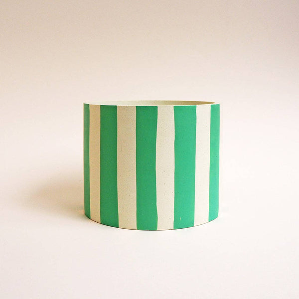 Hello Marilu Mint Green Stripes Jesmonite Pot