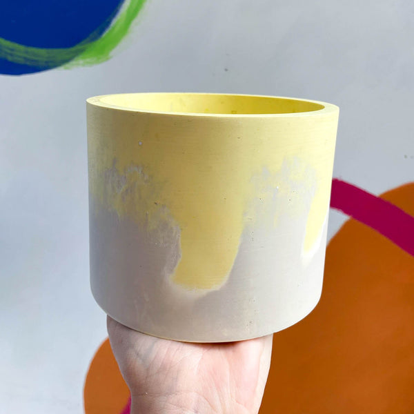 Sorrel Studio 12cm Yellow and Putty Jesmonite Pot