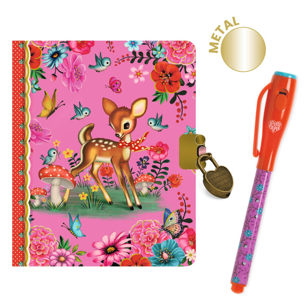 Djeco  Secret Notebook With Invisible Ink Pen & Lamp - Fiona's Secrets