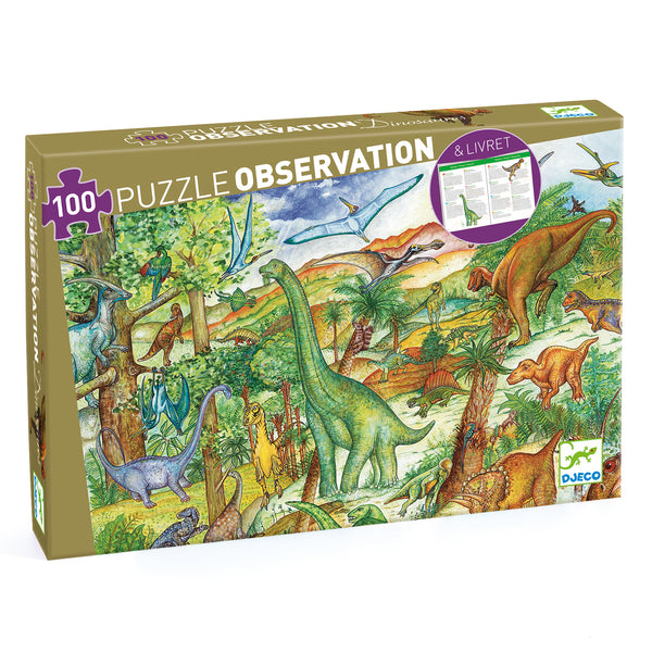 Djeco  Dinosaur Discovery - 100pc Puzzle, Poster & Learning Game