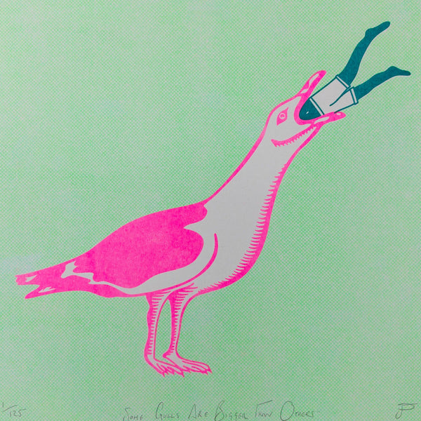 Strangford Some Gulls Are Bigger Than Others Riso Print