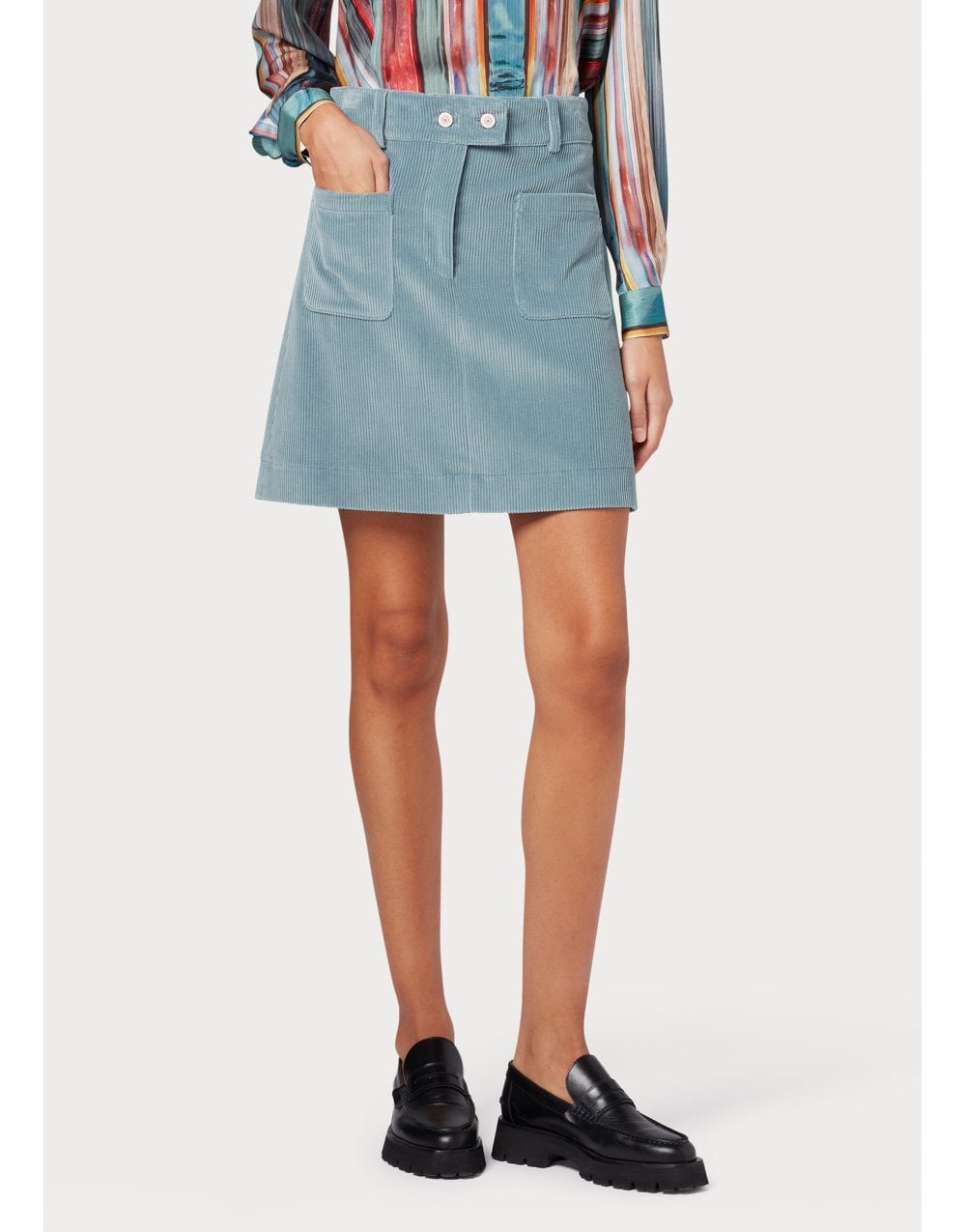 Paul Smith Cord Mini Skirt Size: 10, Col: Blue
