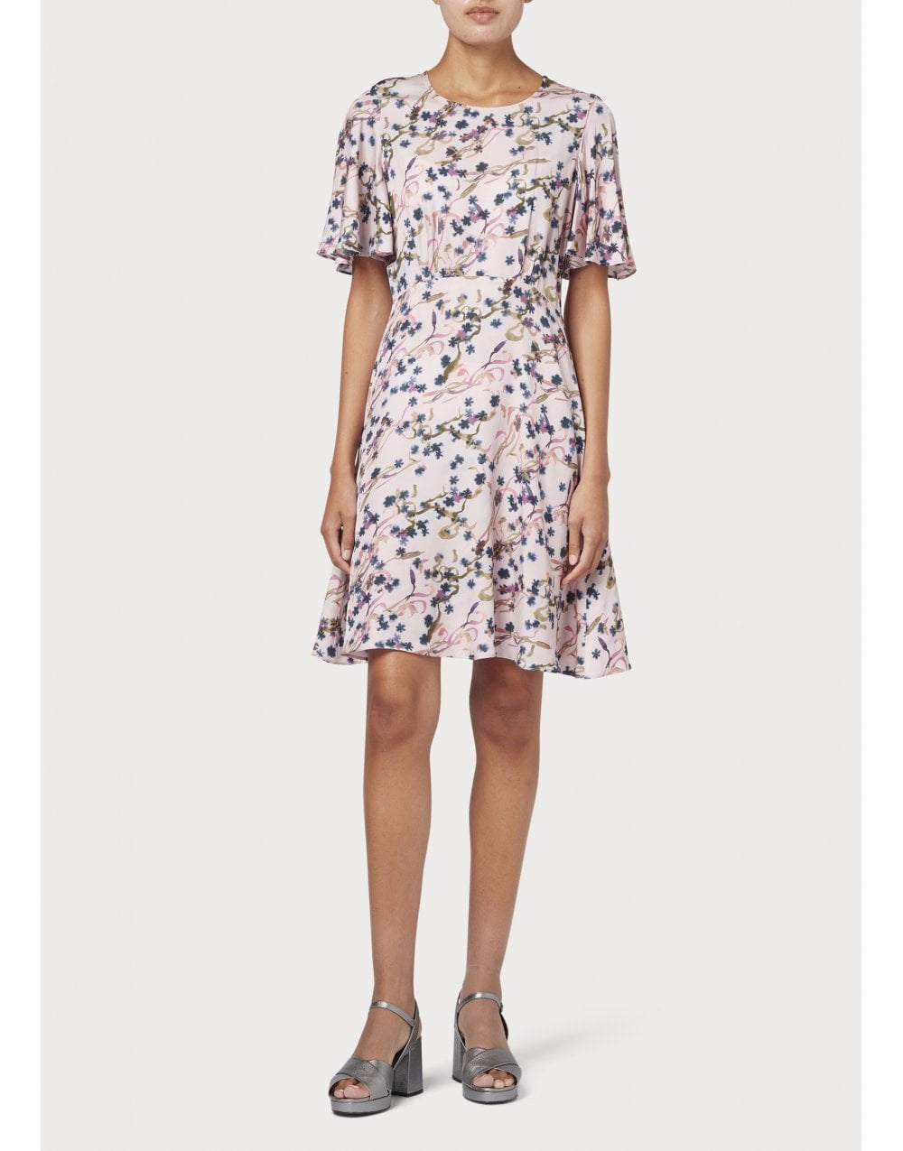 Paul Smith Small Floral Print Fit & Flare Dress Size: 14, Col: Pin