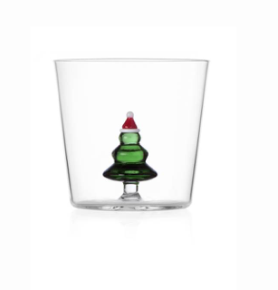 Ichendorf Milano bicchiere da acqua con alberello di Natale con cappello di Babbo Natale 