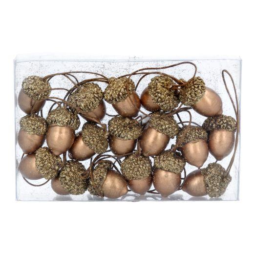 gisela-graham-copper-glitter-wooden-acorn-decorations-set-of-18