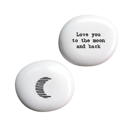 East of India Small White Porcelain To The Moon Pebble