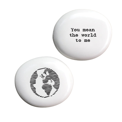 East of India Small White Porcelain You Mean The World Pebble