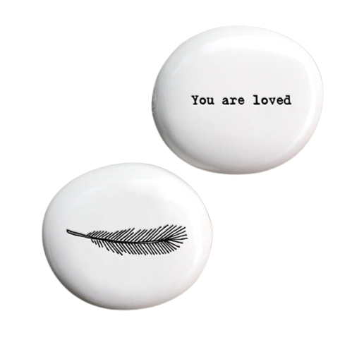 East of India Small White Porcelain You Are Loved Pebble