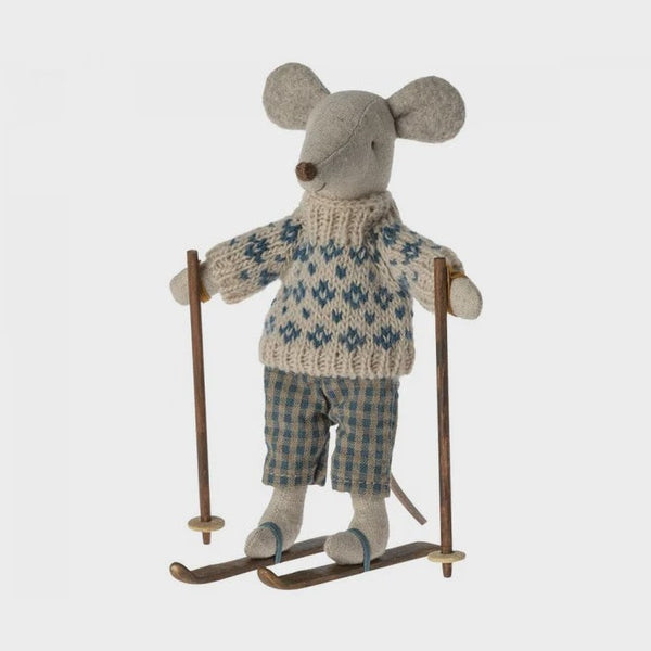 Maileg Dad Winter Mouse With Ski Set