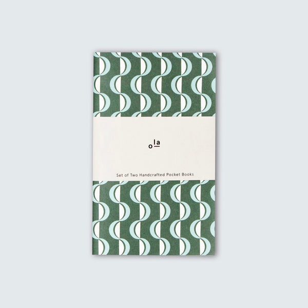 Ola Design Studio Set Of 2 Handcrafted Pocket Books - Wave & Tiny Stars Print