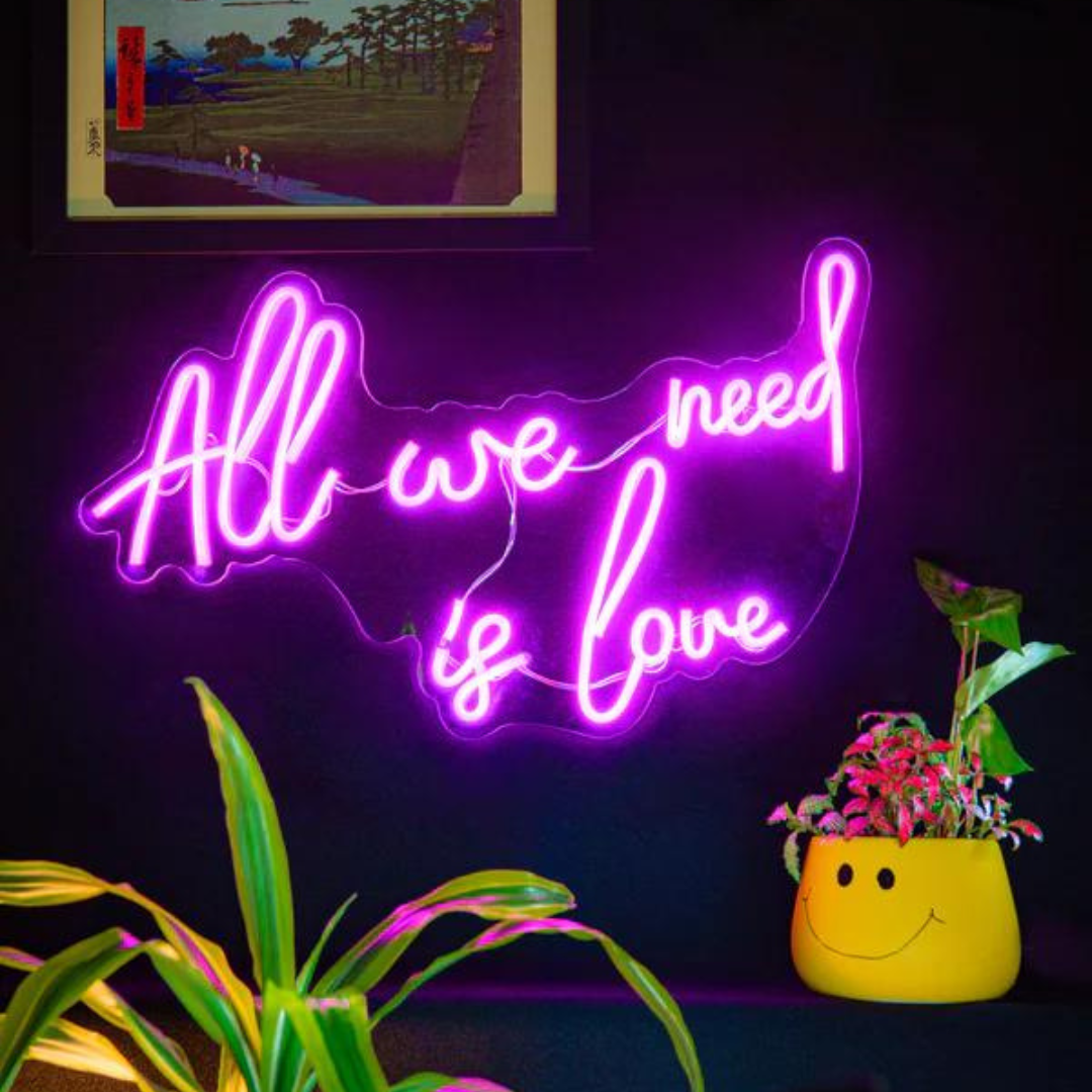 Amber Bright Creations All We Need Is Love Neon Wall Art