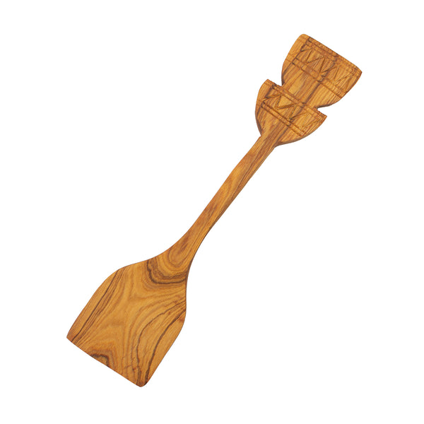 AARVEN Olive Wood Spatula With Carved Handle