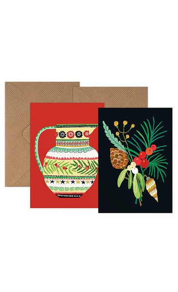 Brie Harrison  Christmas Mini Card Pack Of 6 Winter Bunch & Christmas Jug