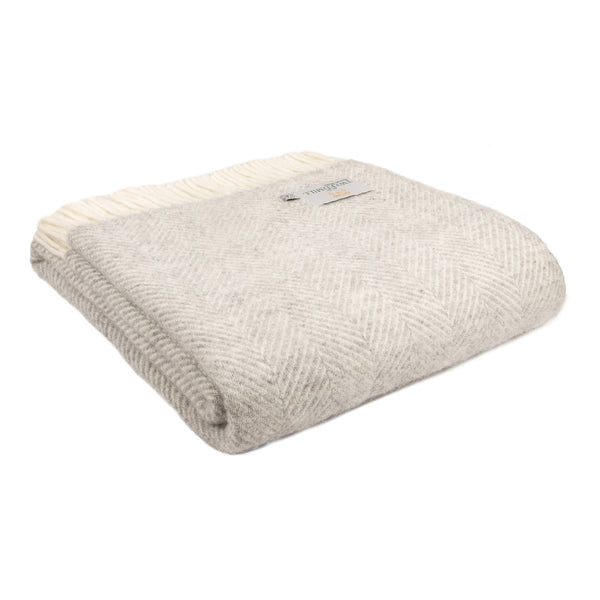 Tweedmill Fishbone Blanket - Silver Grey