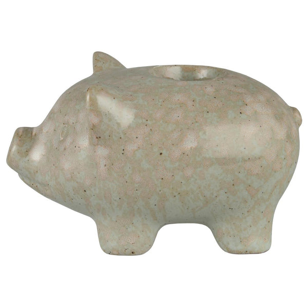 Ib Laursen Green Ceramic Pig Candle Holder
