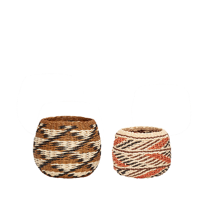 Hubsch Set of 2 Evoke Baskets Round in Natural/Multicolour