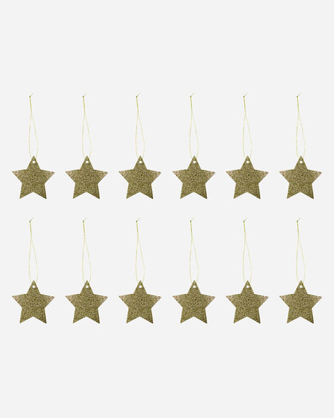 House Doctor Gold Glitter Star Gift Tags Pack Of 12