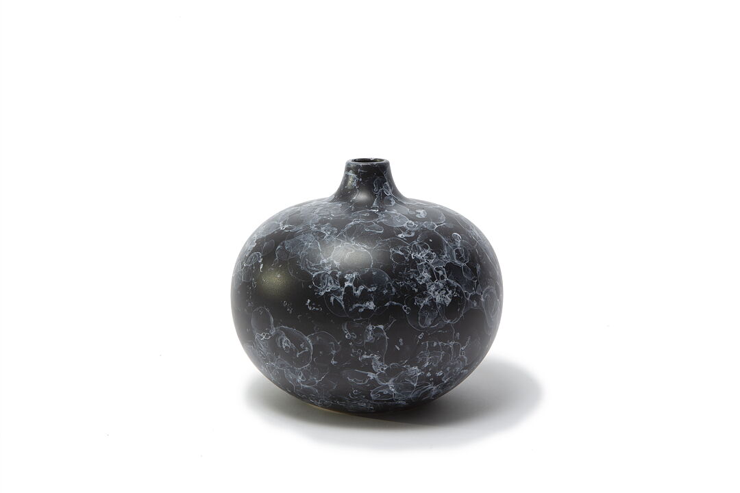 Lindform  XL Matt Black Marble Ceramic Bari Vase