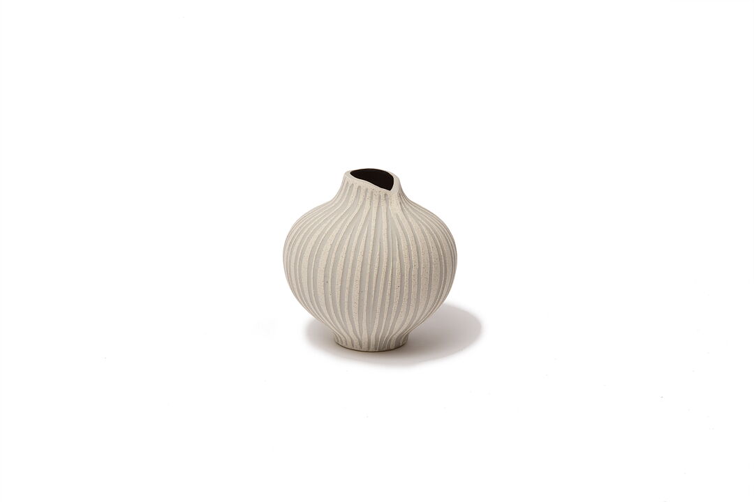 Lindform Large Sand White Stone Stripe Line Vase 