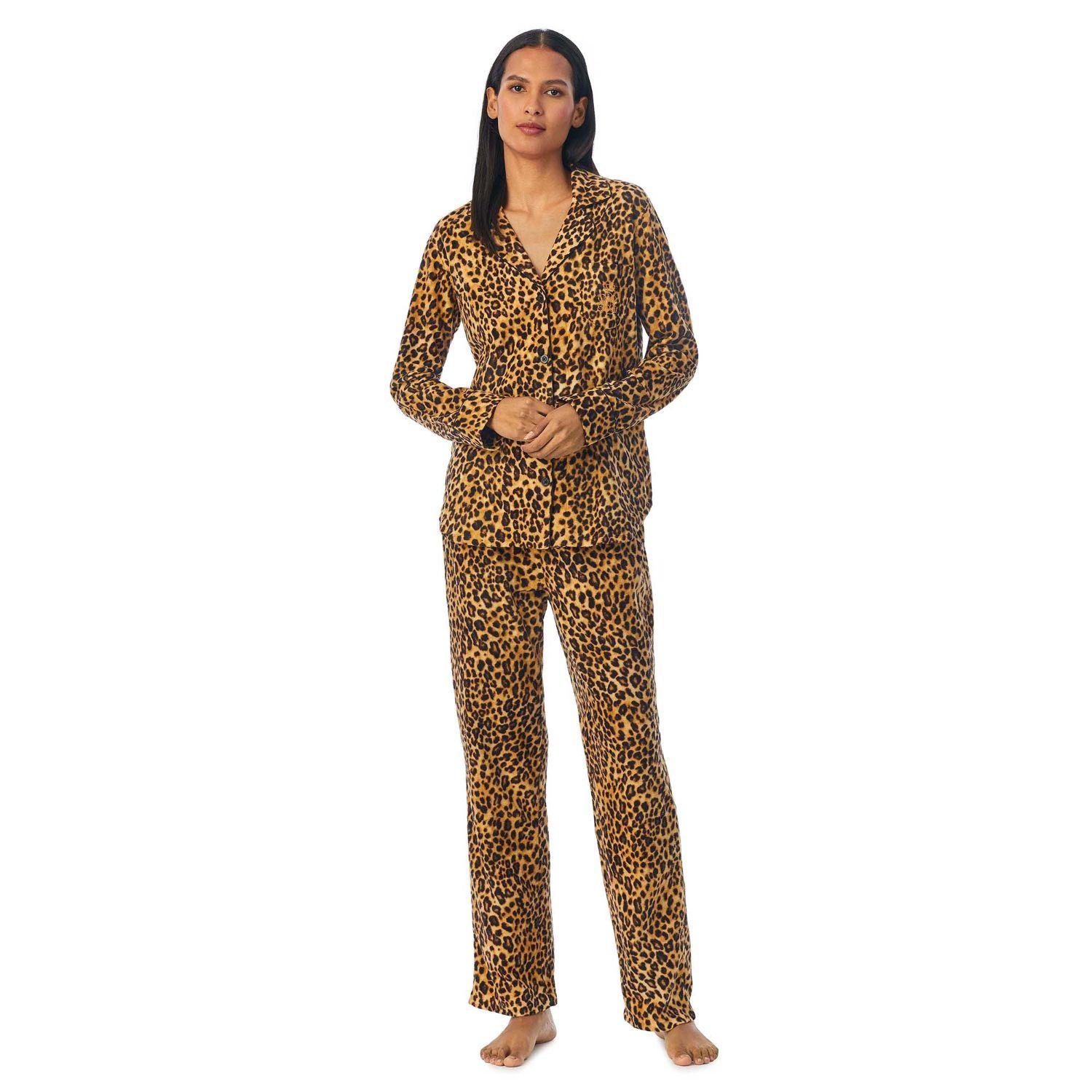 Ralph Lauren Sateen Notch Collar Leopard Pyjamas