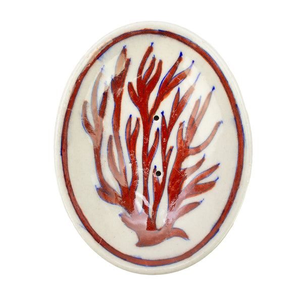 AARVEN Jaipur Hand Painted Indian Soap Dish 'coral'