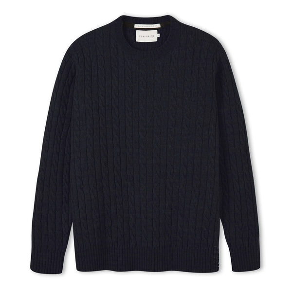 Peregrine Makers Stitch Cable Crew Navy