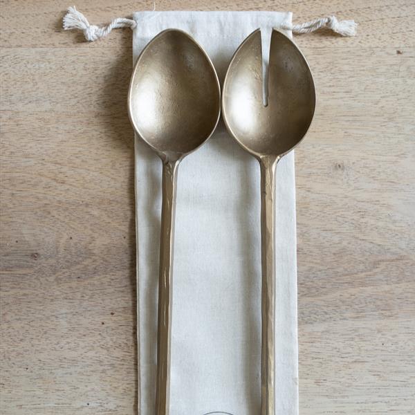 Morgan Wright Pair Of Forged Brass Salad Servers