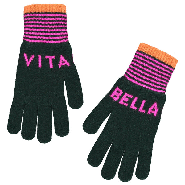 Quinton & Chadwick - Vita Bella Gloves In Dark Green And Fuchsia