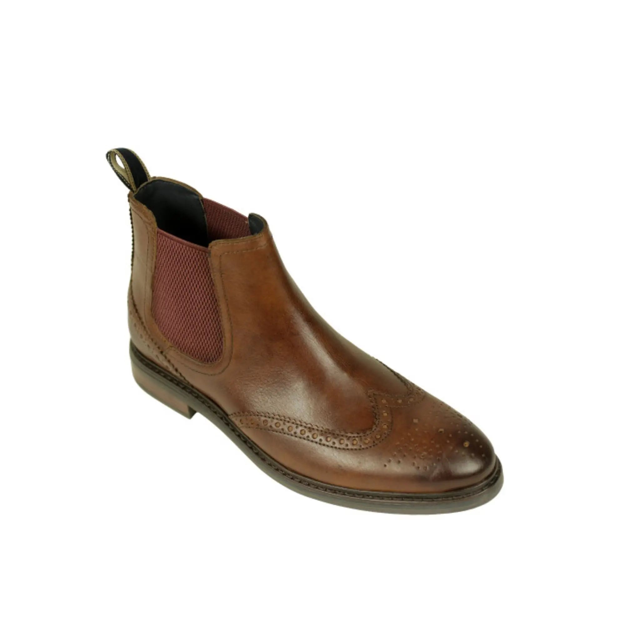 Front Henderson Brogue Chelsea Boots - Brown